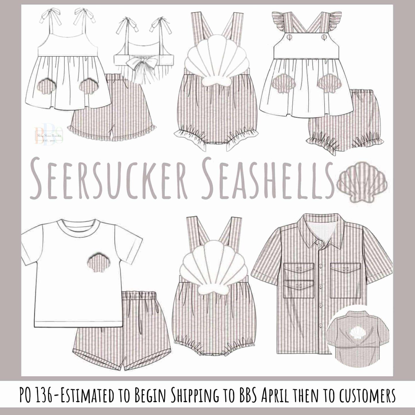 Pre Order 136: Seashells- Girls Shortie Set