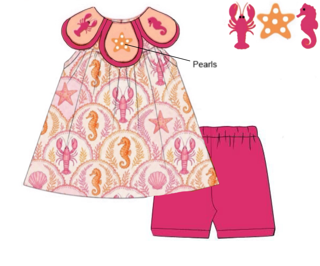 Pre Order 149: August Coast- Girls French Knot Biker Short Set
