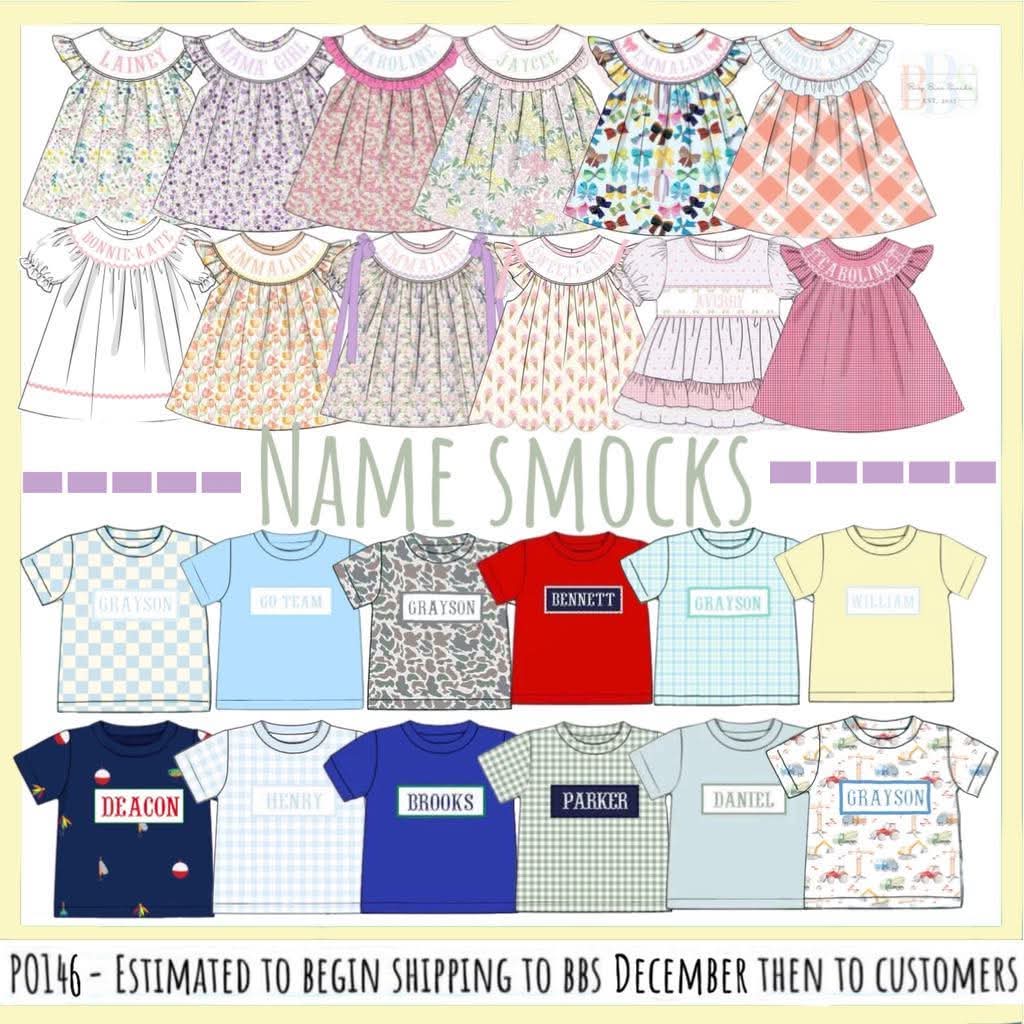 Pre Order 146: Name Smocks- Boys Light Blue & Mint Plaid Knit Shirt