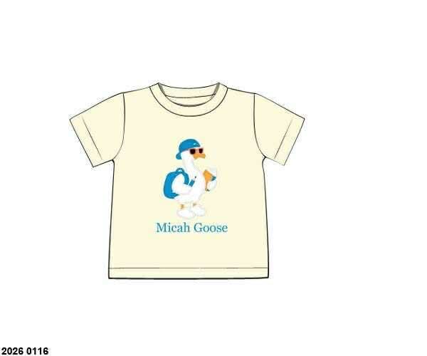 Pre Order 139: BTS Shirt Only- Boys Goose Appliqué Knit Shirt