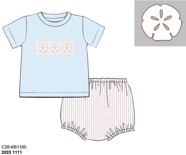 Pre Order 151: Dana's Dollars- Boys Smocked Diaper Set