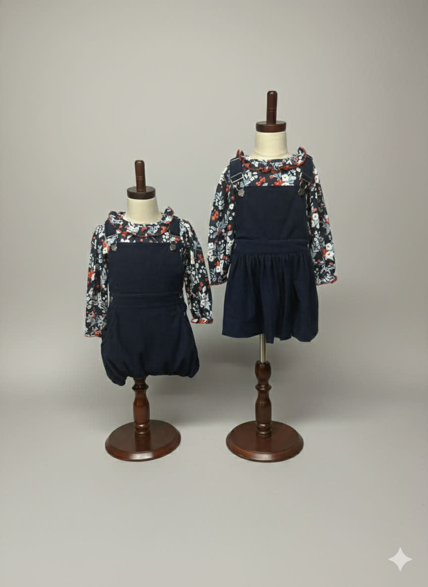 RTS: Choo Choo Flowers- Girls Woven 2pc Bubble