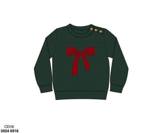 RTS: Christmas Sweaters-  Mom/Mini Green Bow Sweater