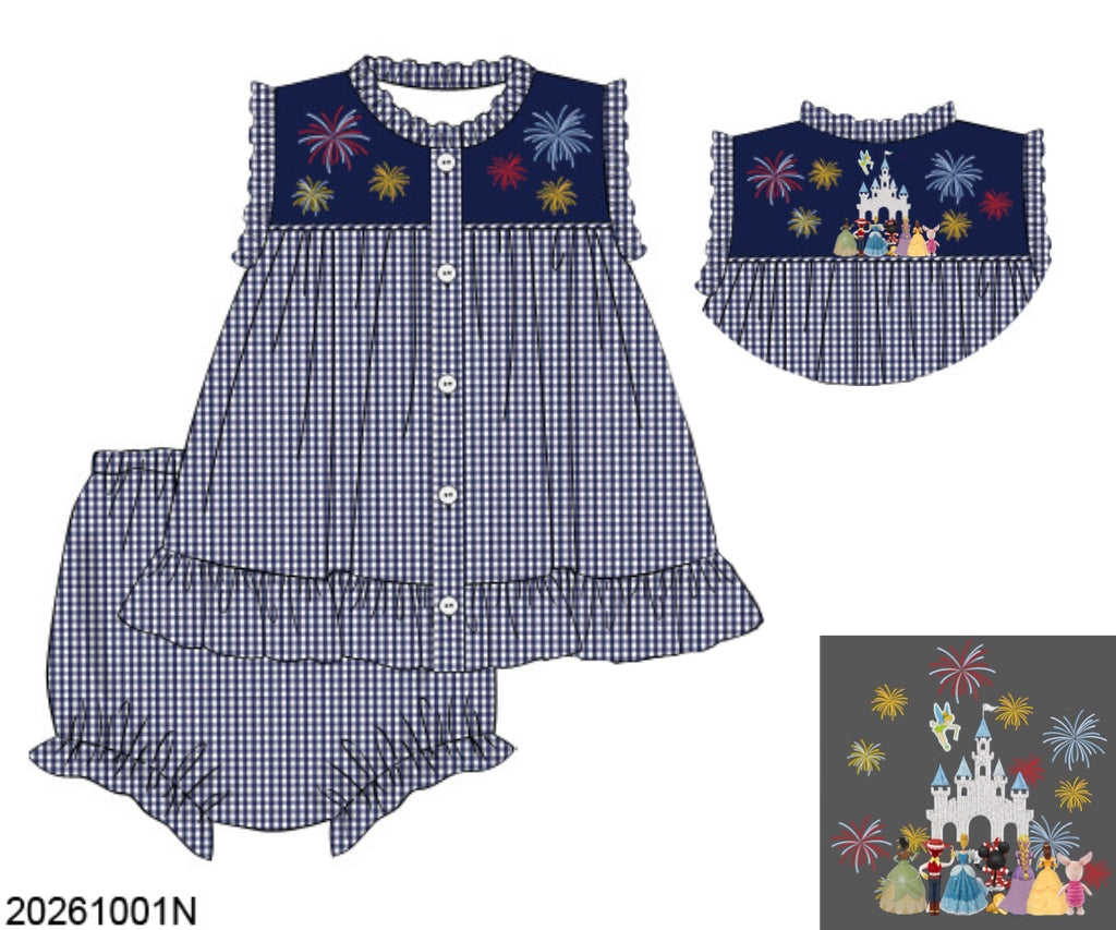 Pre Order 151: Magical Nights- Girls Smocked Woven Bloomer Set