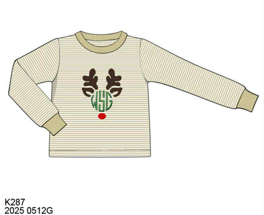 RTS: Christmas Shirt Only- Boys Antler Shirt "WSG"