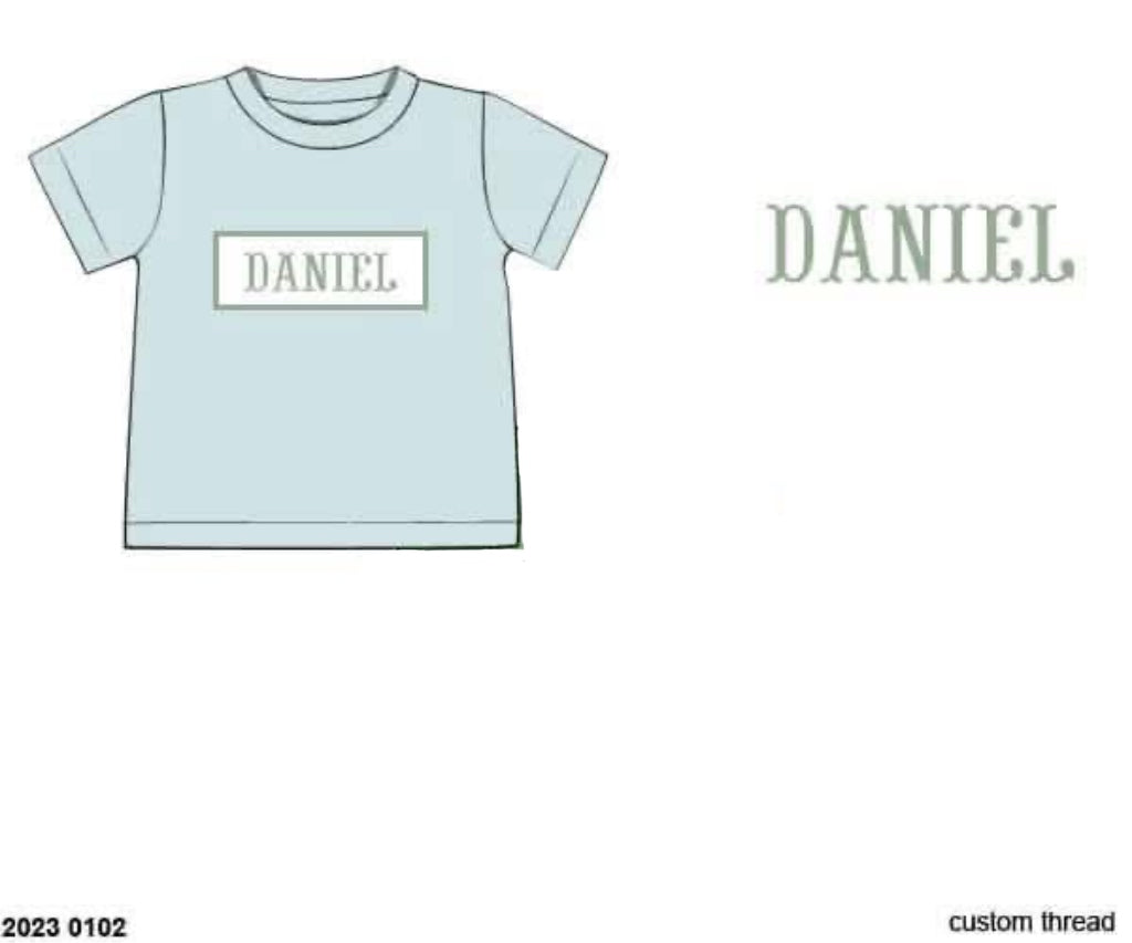 Pre Order 146: Name Smocks- Boys Sage Knit Shirt