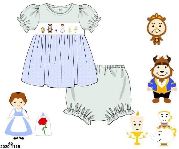 Throwback Pre Order: Girls Only- Beast Princess Knit Bloomer Set