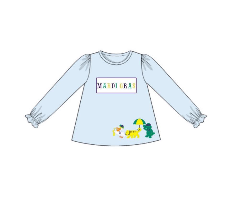 Pre Order 146: Mardi Party- Girls Parade Name Smock Knit Shirt