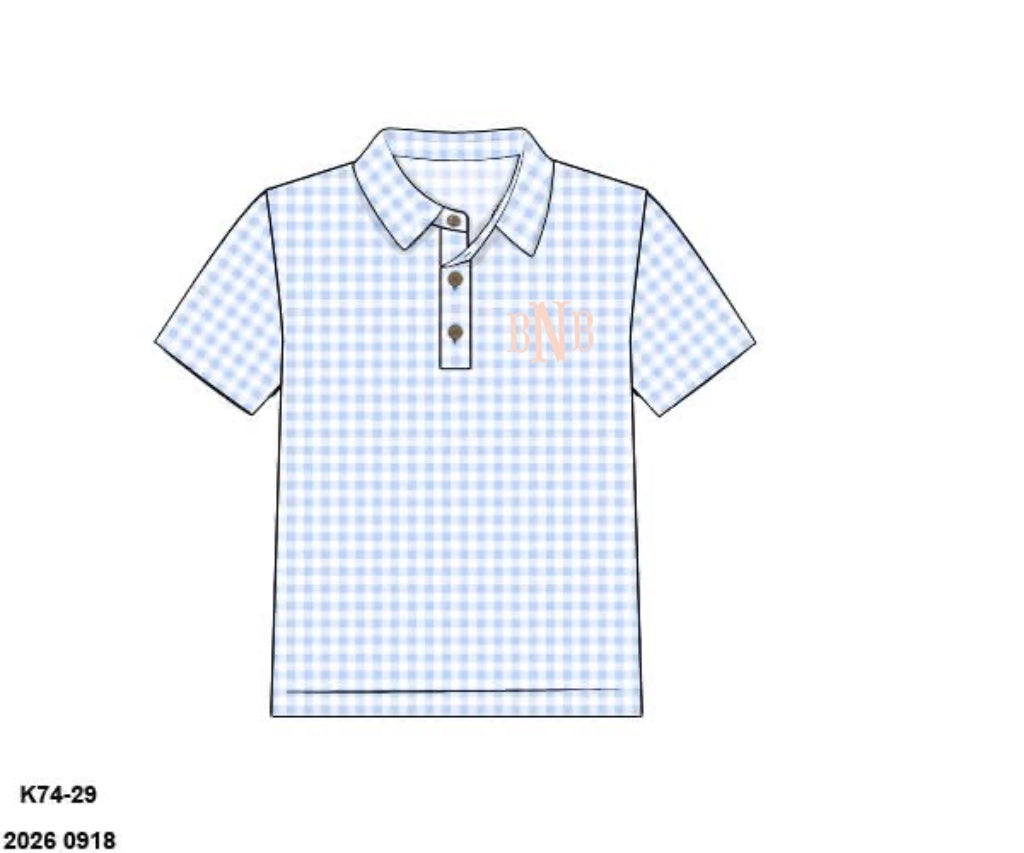 Pre Order 150: Layna Floral & Gingham- Boys Knit Polo