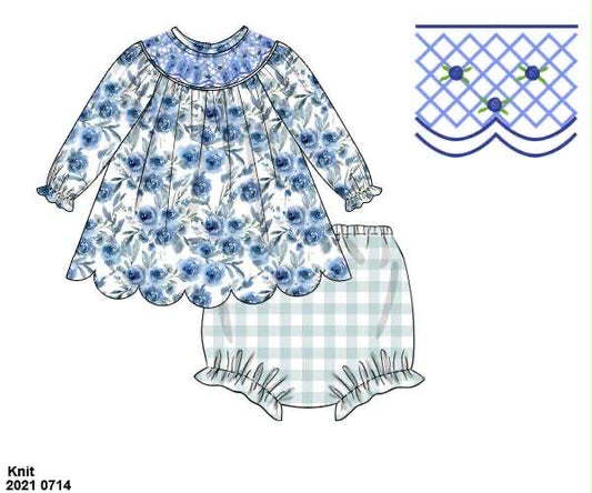 Customer Choice Pre Order 1: Girls Blue Floral Bloomer Set