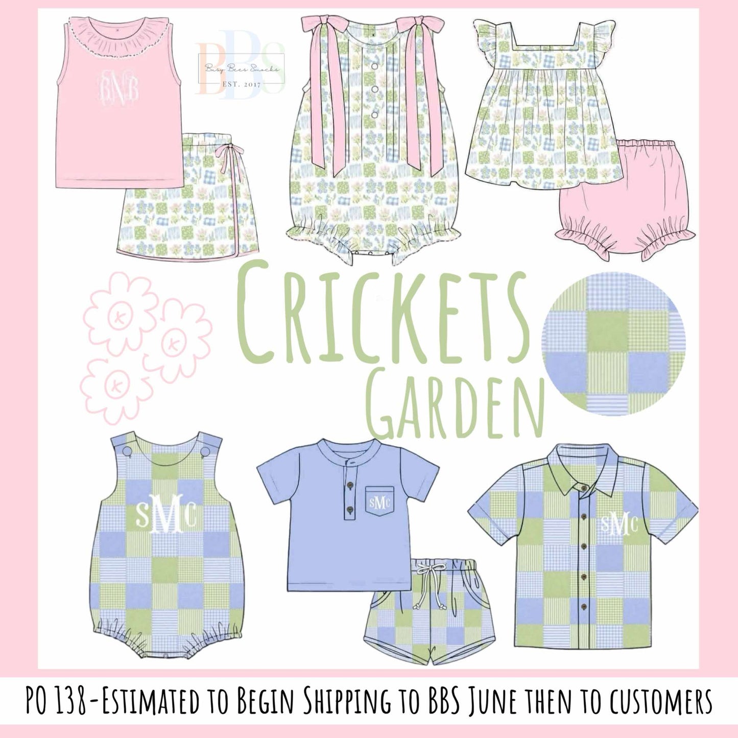 Pre Order 138: Cricket's Garden- Boys Woven Shortie Set