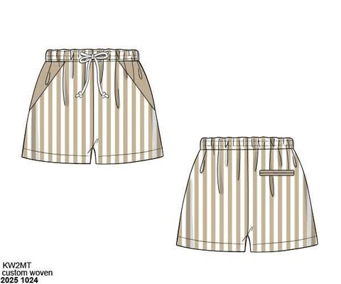 Pre Order 152: Caicos Stripes- Dad/Mini Woven Traditional Swim Shorts