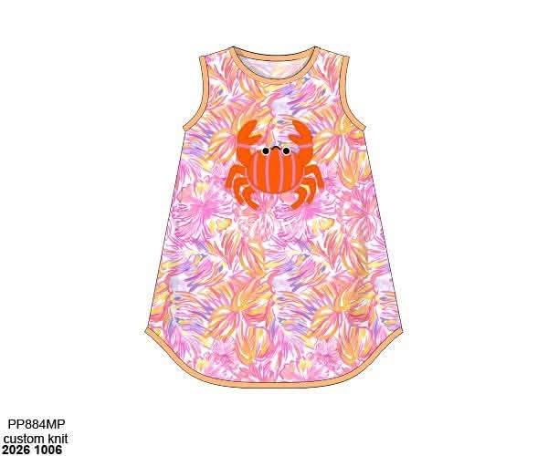 Pre Order 152: Crab Coast- Girls Knit Appliqué Dress
