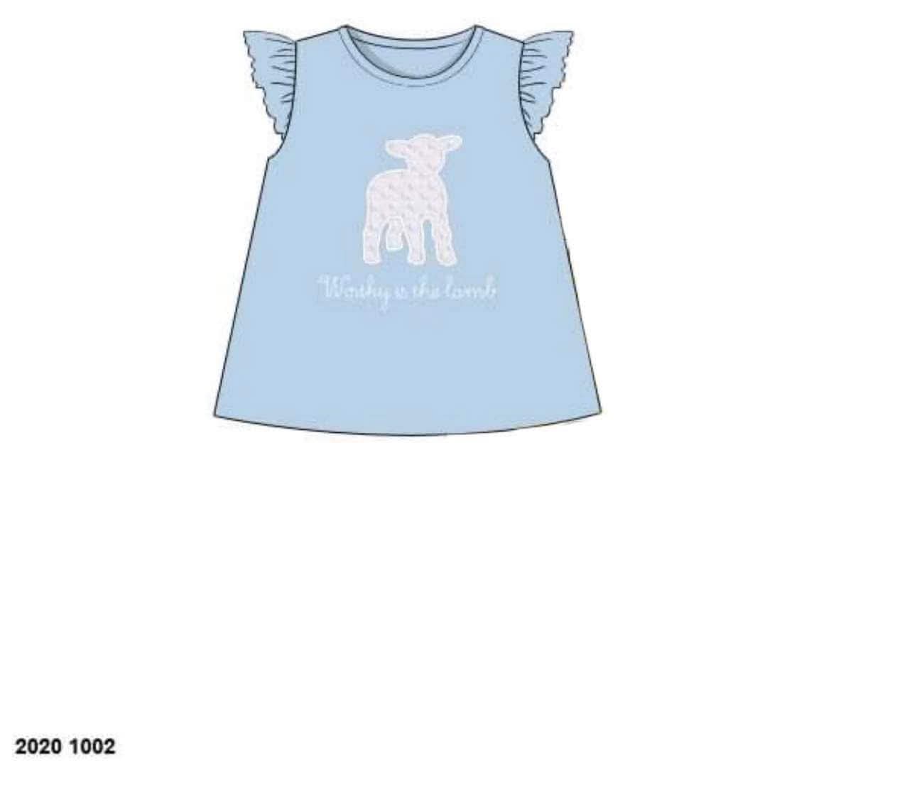 Pre Order 148: Easter Shirt Only- Girls Worthy Appliqué Knit Shirt