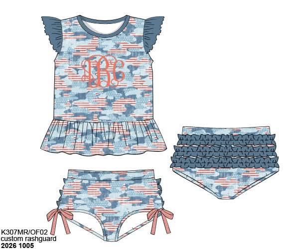 Camo Craze Flash Presale: Swim- Girls 2pc Merica Swimsuit