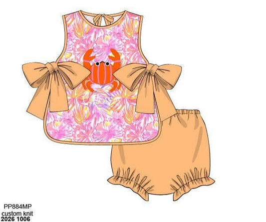 Pre Order 152: Crab Coast- Girls Appliqué Bloomer Set