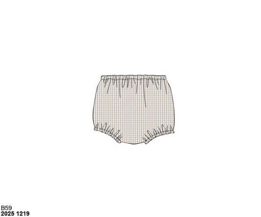 Pre Order 140: Boys Mix & Match- Tan Gingham Woven Diaper Cover