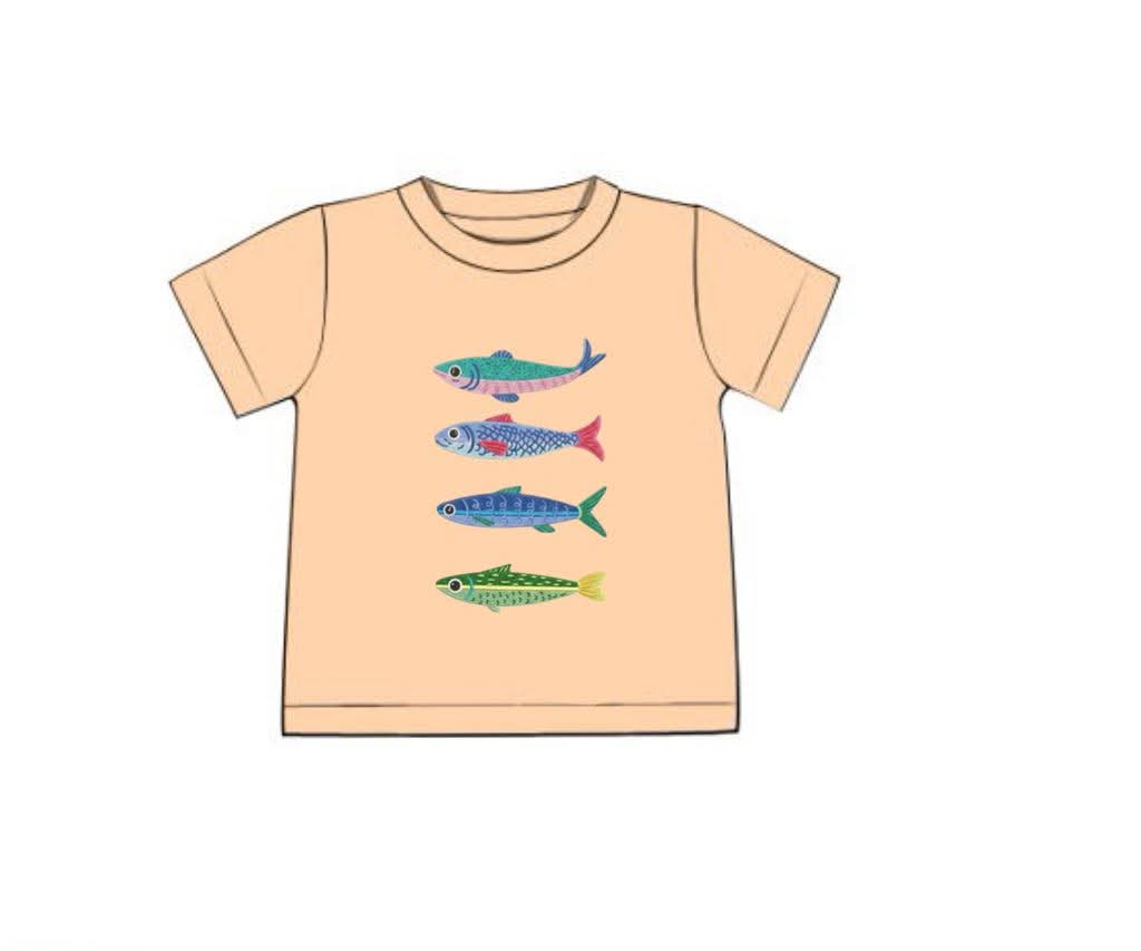 Pre Order 146: Critters- Boys Colorful Fish Embroidered Knit Shirt