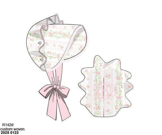 Pre Order 133: Russell Roses & Stripes- Girls Woven Bonnet