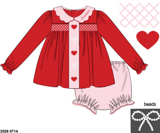 Pre Order 147: Heart to Handle- Girls Knit Bloomer Set