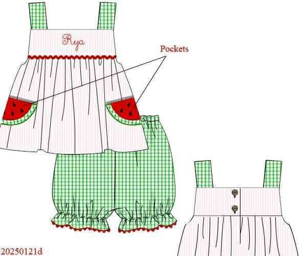 Pre Order 136: Slice of Summer- Girls Woven Bubble Short Set