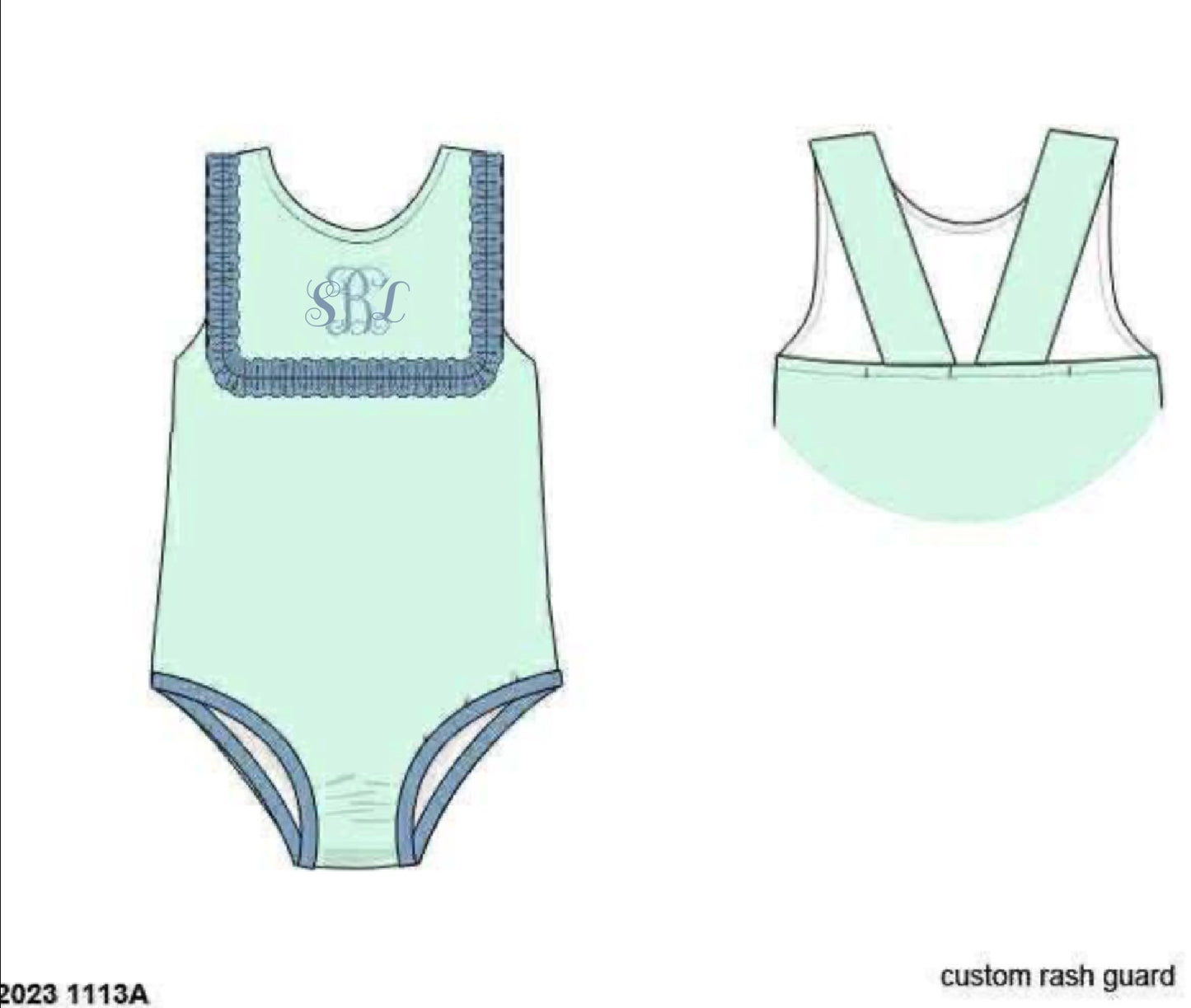 RTS: Icy Mint- Girls Rashguard 1pc Swimsuit "SBL"