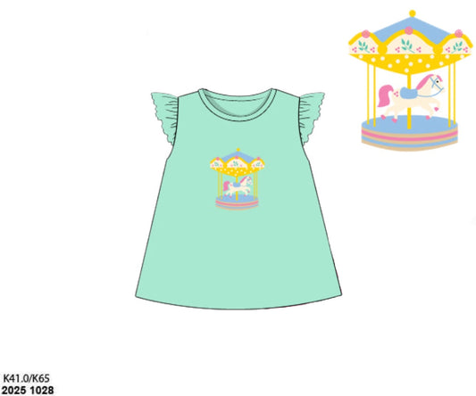 RTS: Critter Collection- Girls Carousel Embroidered Shirt