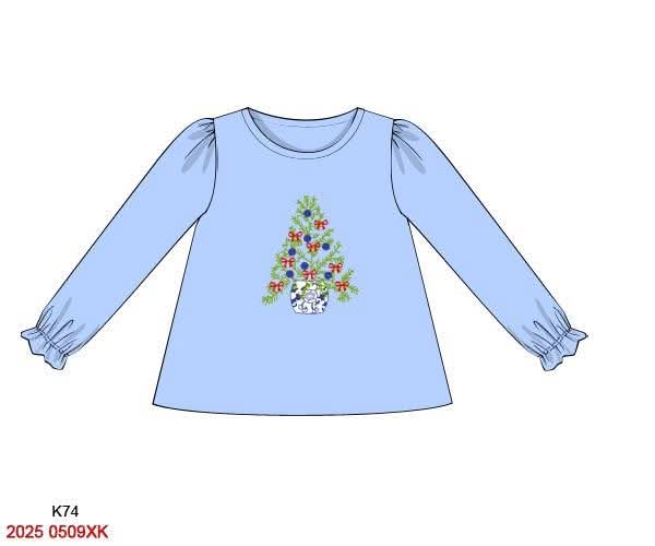 RTS: Christmas Shirt Only- Girls Grandmillennial Tree Shirt