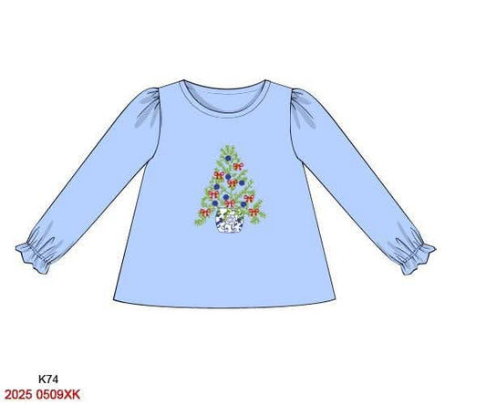RTS: Christmas Shirt Only- Girls Grandmillennial Tree Shirt