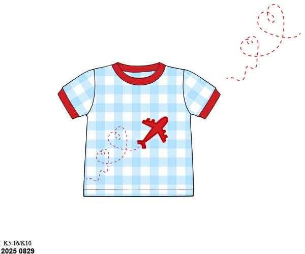 Pre Order 132: Valentine Shirt Only- Boys Plane Applique Shirt