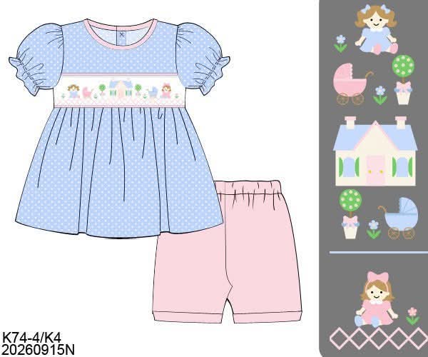 Pre Order 150: Play Houses- Girls Smocked Biker Short Set