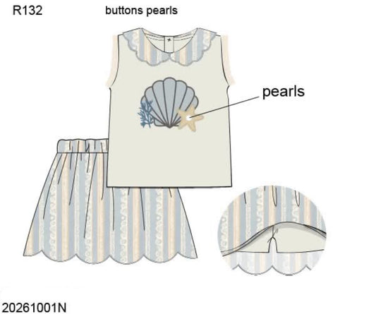 Pre Order 151: McKinney's Shells- Girls Appliqué Skort Set