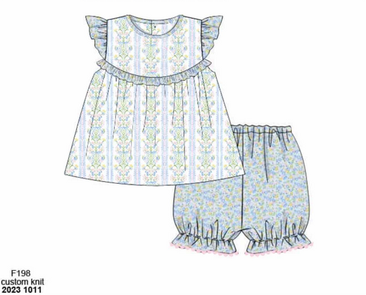 RTS: Matilda Floral & Plaid- Girls Woven Bubble Short Set