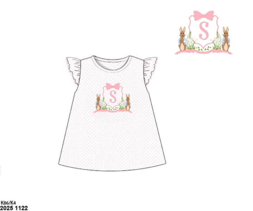 Pre Order 148: Bunny Crest- Girls Knit Shirt