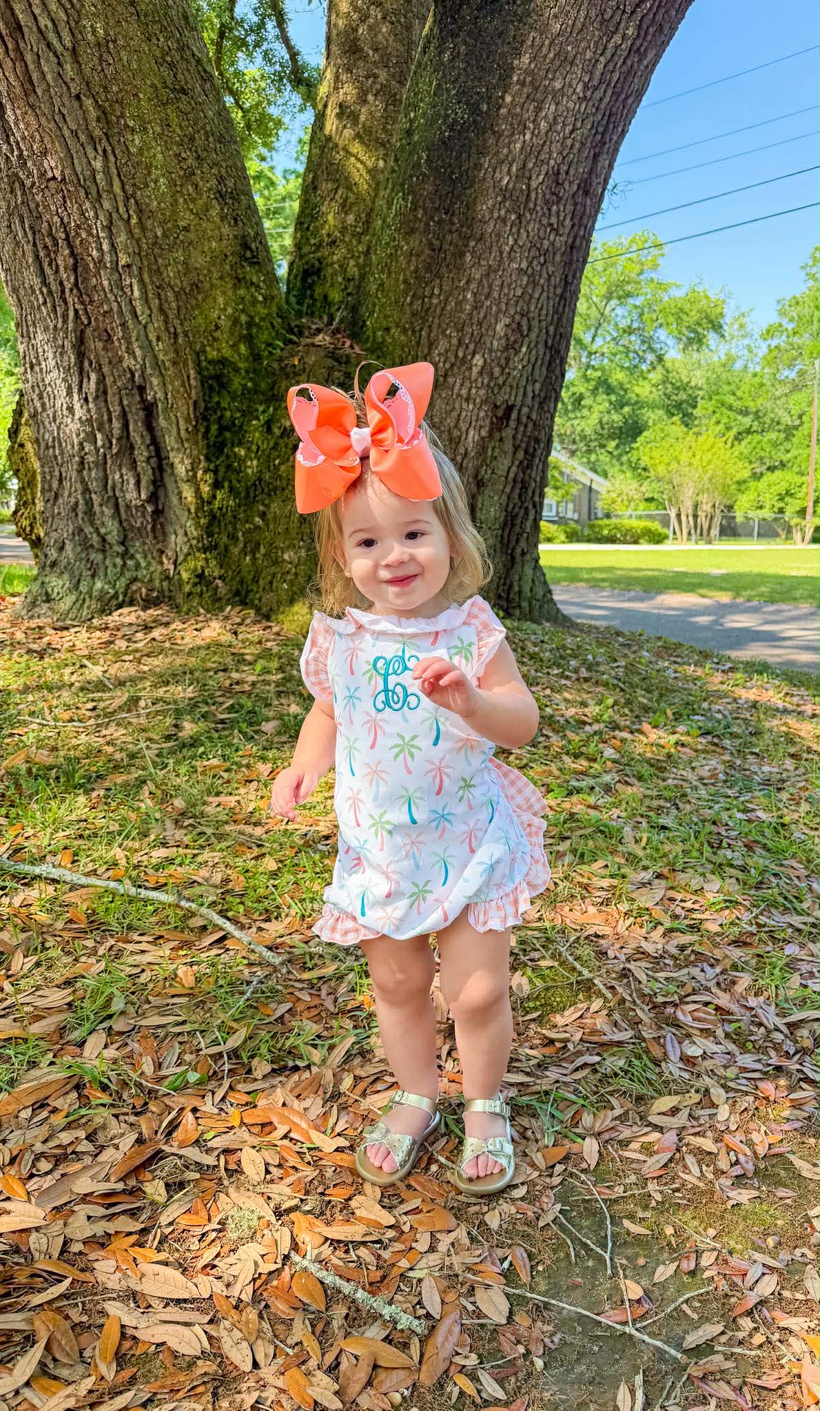 RTS: Pastel Palms- Girls Knit Sunsuit (Without Monogram)
