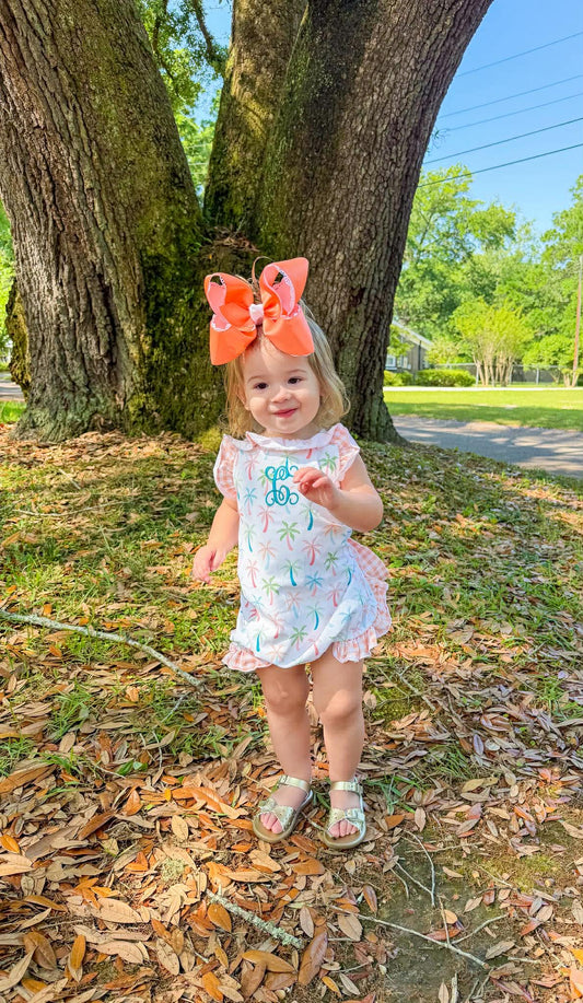 RTS: Pastel Palms- Girls Knit Sunsuit (Without Monogram)