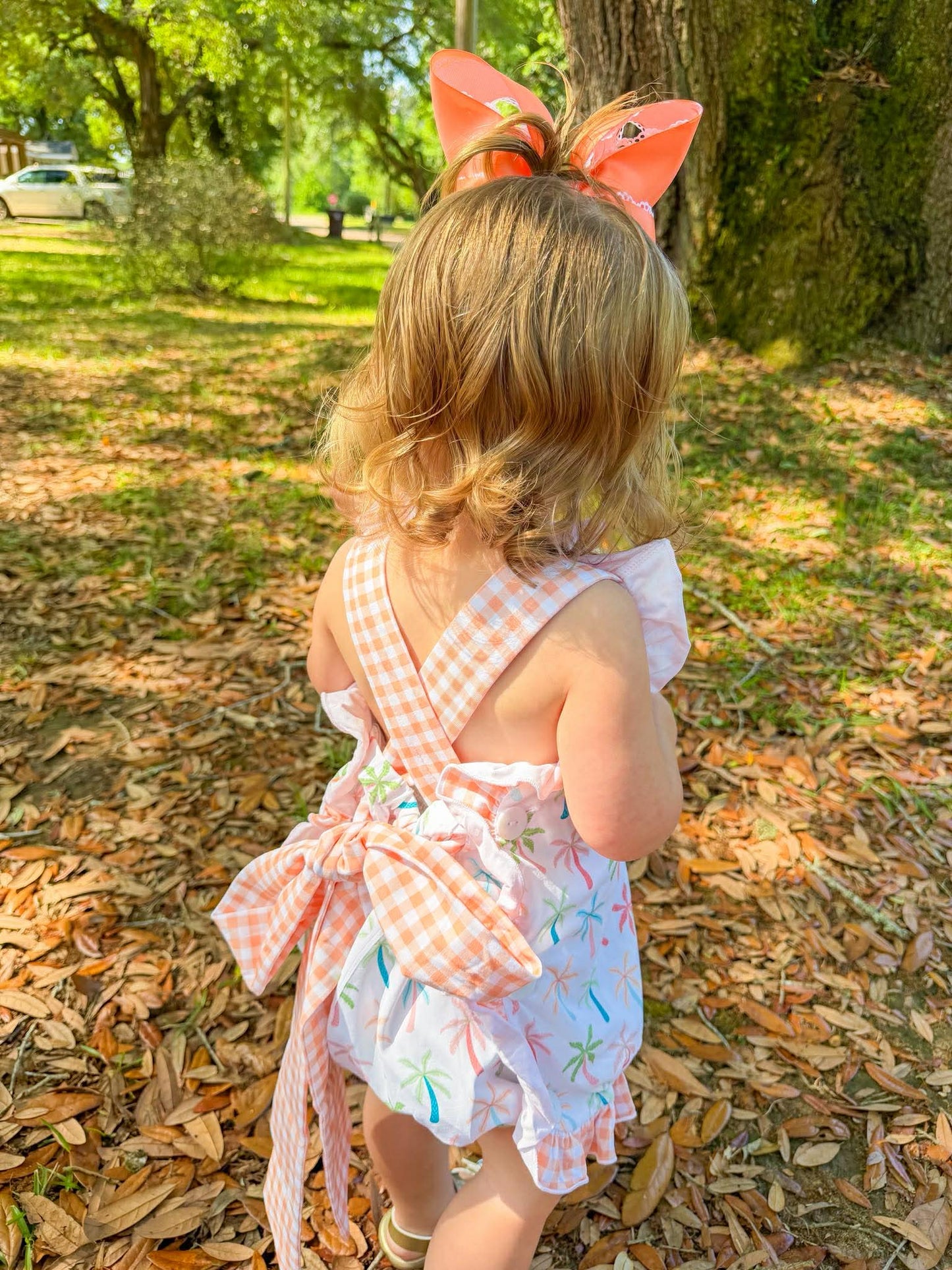 RTS: Pastel Palms- Girls Knit Sunsuit (Without Monogram)