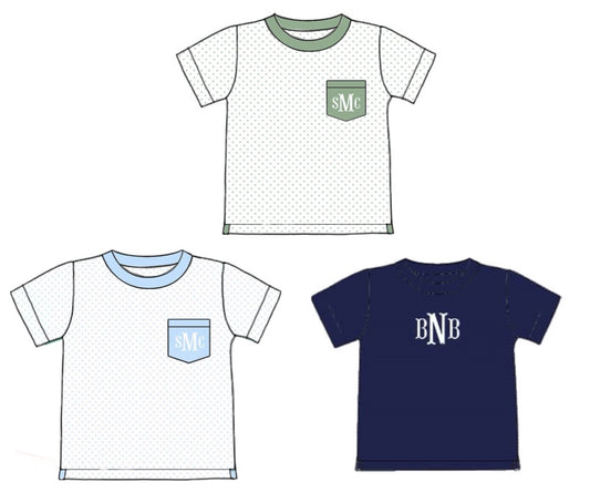 Pre Order 136: 3pc Shirt Pack- Boys Blue Dot , Feldspar Dot, & Navy