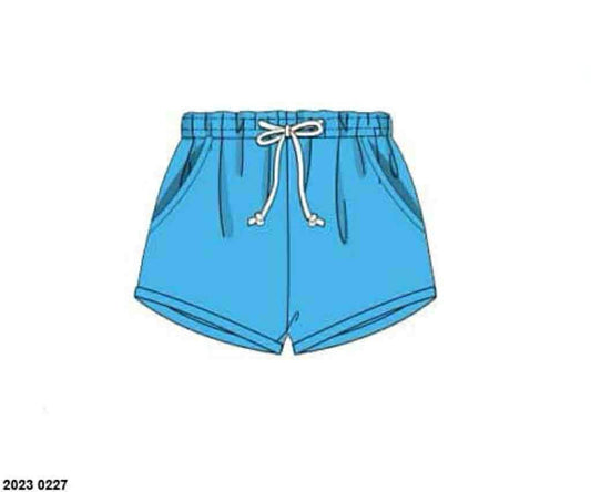 Pre Order 132: Boys Knit Bottoms- Aqua Shortie Shorts