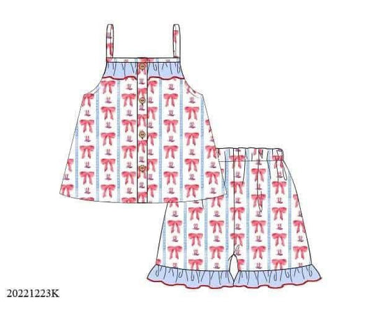 RTS: American Lounge- Girls Bows 2pc Knit Lounge Set