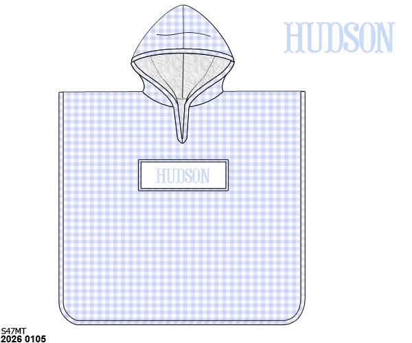 Pre Order 148: Izzy Floral & Blue Gingham- Boys Name Smock Swim Hooded Towel Coverup