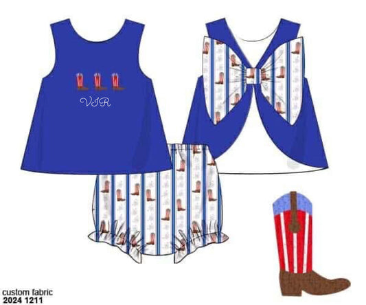 RTS: Courtesy Boots- Girls French Knot Knit Bloomer Set “VJR”