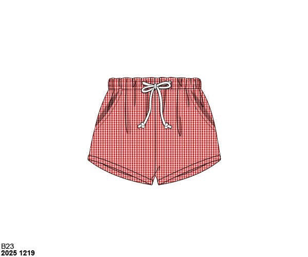 RTS: Boys Mix & Match- Red Gingham Woven Shorties