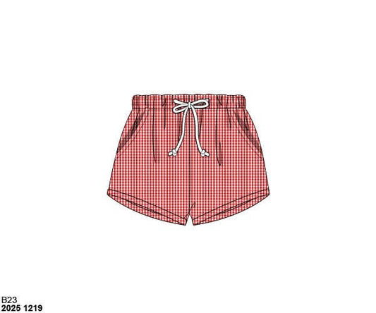 Pre Order 140: Boys Mix & Match- Red Gingham Woven Shorties
