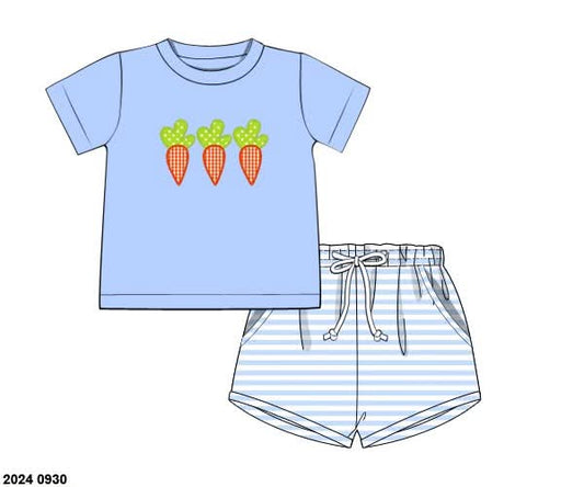 Special Pricing 2.0: Gingham Carrots- Boys Knit Shortie Set
