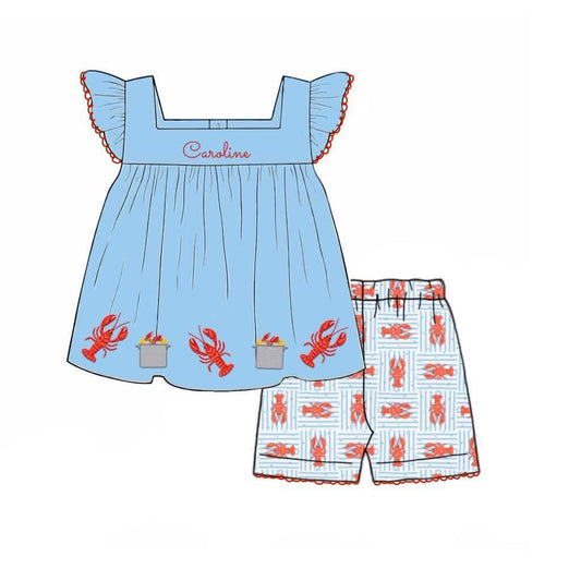 Pre Order 149: Crawfish Boil- Girls Knit Biker Short Set