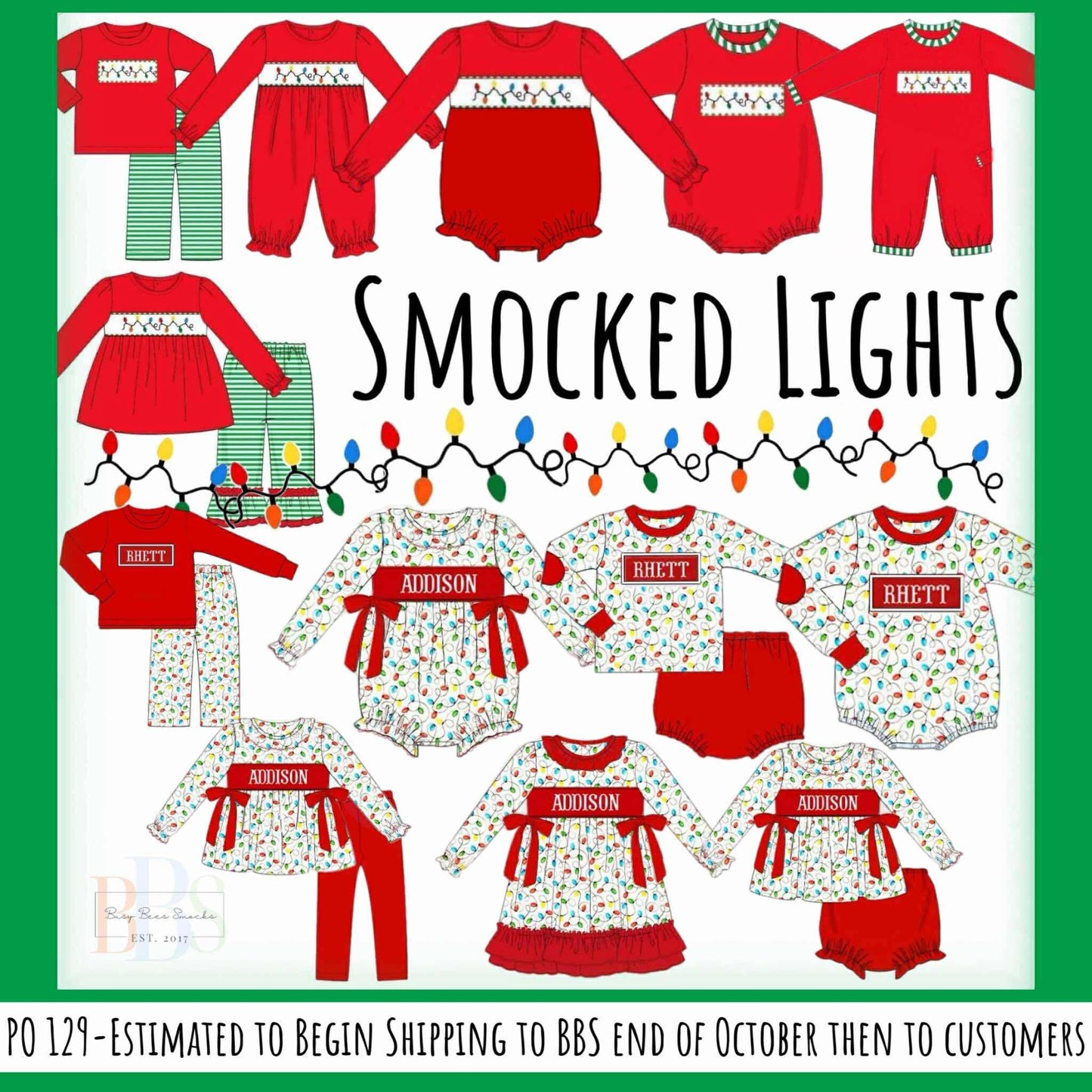 RTS: Smocked Lights- Girls Knit Pant Set