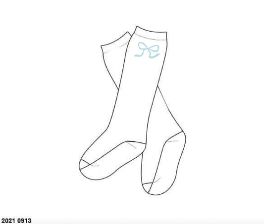 RTS: Elbow Patches- Blue Bow Socks