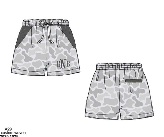 Camo Craze Flash Presale: Swim- Dad/Mini Woven Traditional Gray Shorts