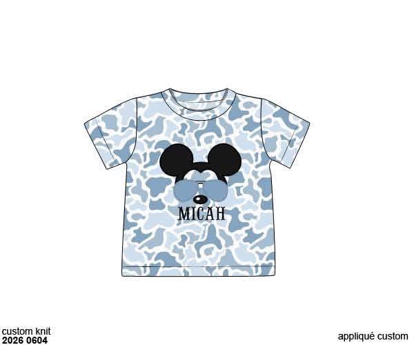 Pre Order 146: Characters- Boys Blue Camo Appliqué Knit Shirt